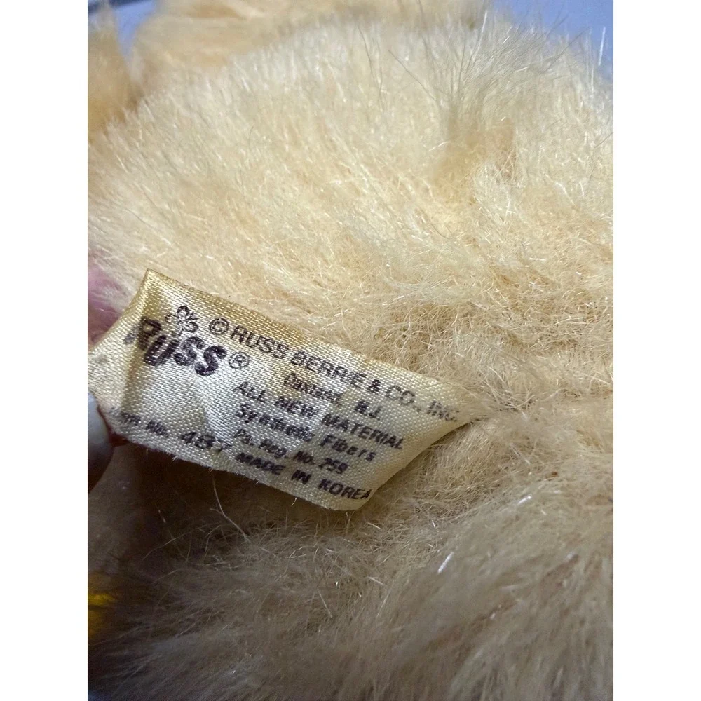 Vintage Russ Berrie Oogli Owl Plush Tan Fuzzy Bird Stuffed Animal 487 Korea